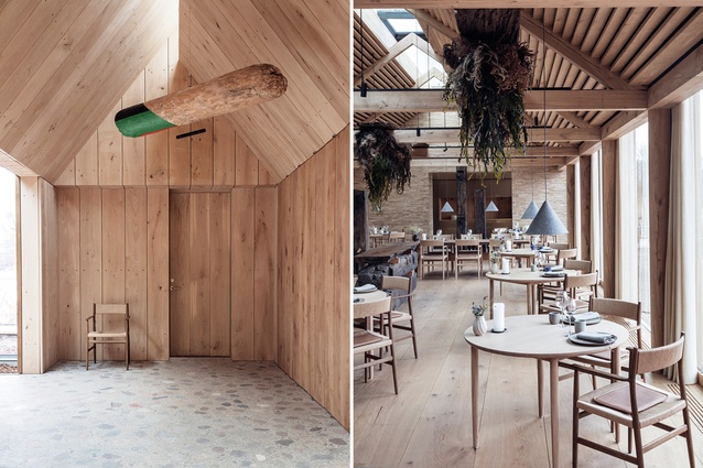 For world-renowned restaurant Noma in Copenhagen, Thulstrup designed a series of 11 spaces that are more residential in appearance than hospitality; the private dining hall is clad in Douglas fir.