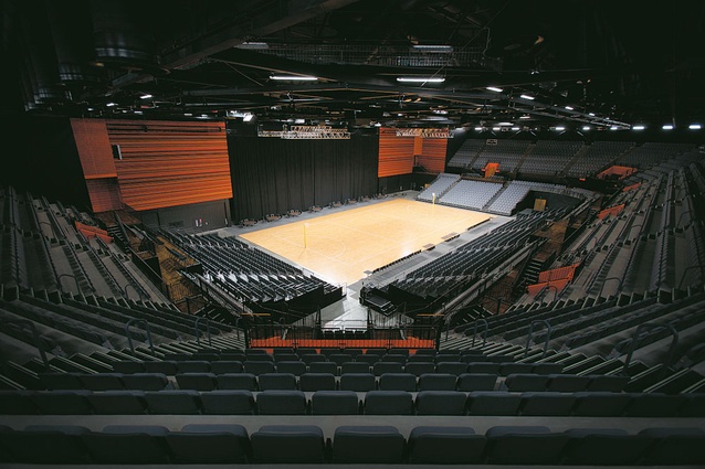 The arena in netball mode.