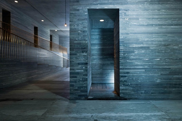 An interior view at the Peter Zumthor-designed Therme Vals in Switzerland.