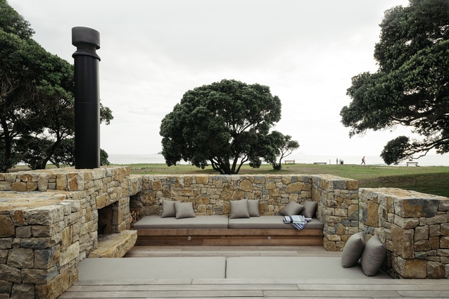 The low Te Kuiti limestone walls create privacy without the need for fences.