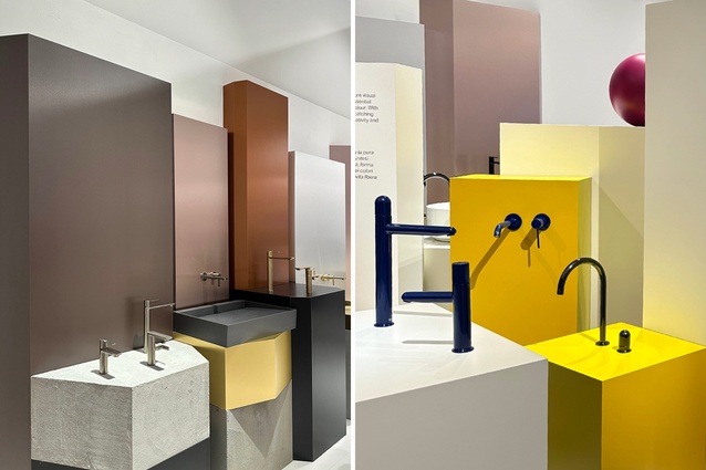 Roca’s burnt umber metallics and brilliant yellow display.