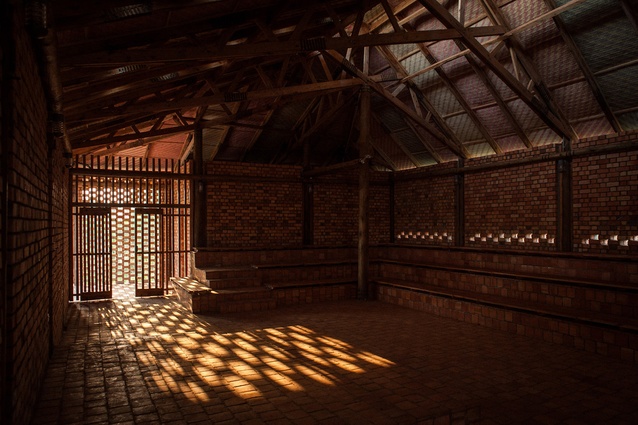 Health Education Centre by Ross Langdon + Studio FH Architects, Uganda. This inward-looking structure is made from basic materials including clay brick infills and clay tile floors.
