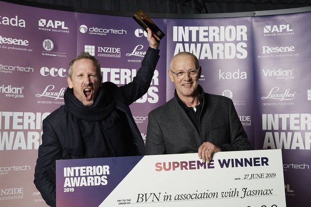 Cameron Pollock (Jasmax) and James Grose (BVN); winner, Supreme Award and Workplace over 1,000m<sup>2</sup> Award.