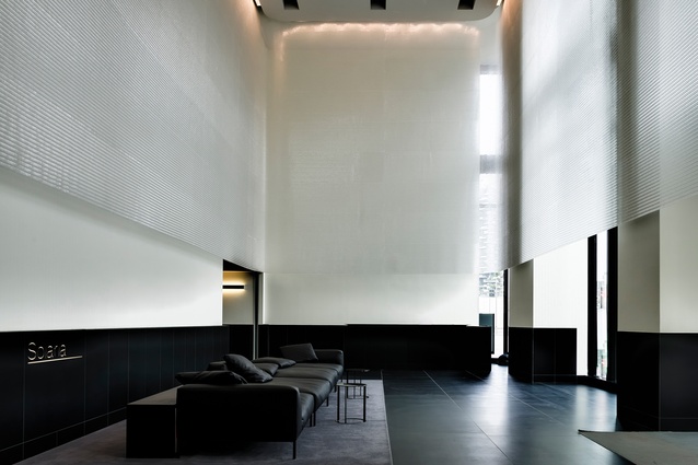 Spacemaile by Kaynemaile in the Torre Solaria hotel reception area in Milan.