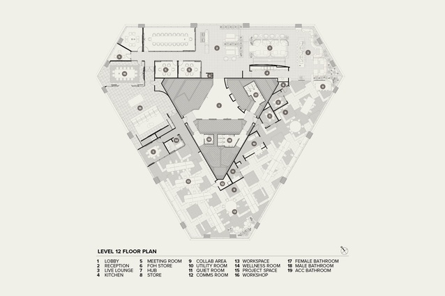 A floor plan of Level 12 in the HSBC building.