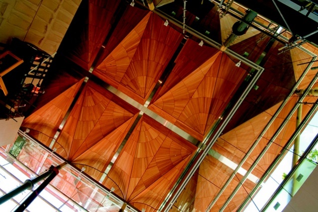 Kauri pod ceilings in Auckland Art Gallery.