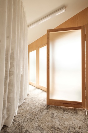 From within the casket viewing area a masterful use of diffused light creates a tranquil and restful mood.