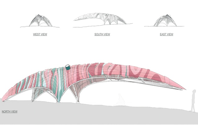 The initial concept drawings were based on “the type of whale skeleton you might see in a museum”.
