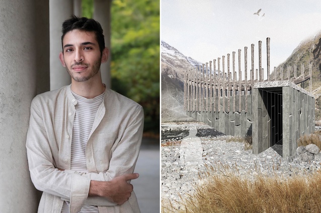 Interior Awards 2020 Student Award winner: Abdallah Alayan of the University of Auckland for his project <em>Faith in Fiordland</em>.