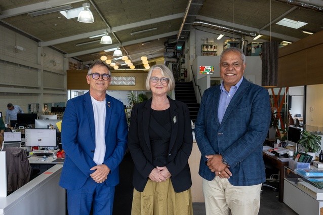 Incoming Independent Director Leo Foliaki (right), with SPA Board Chair Helen Anderson (centre) and Managing Director Nick Barratt-Boyes (left).