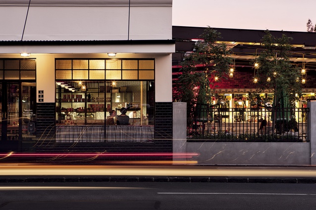 Citizen Park, a new Auckland diner-style resturant, at dusk.