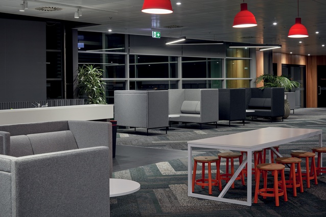 A mixture of seating options in the social kitchen allows for flexibility.