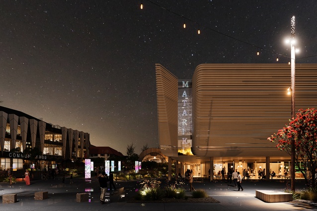 Te Manawataki o Te Papa. At night, the grounds will be lit to create a safe, vibrant and welcoming hub for the community.