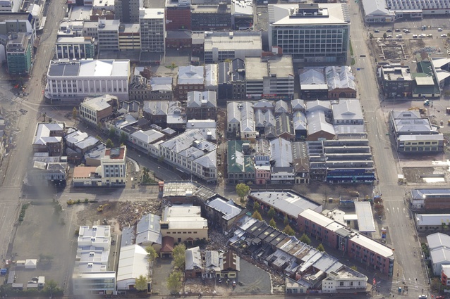 An aerial view of Christchurch, photographed 1 May 2011.