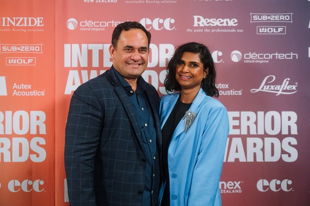 Interior Awards sponsor Kada's Maurice Ward with Asha Lal, CoreNet NZ GM.