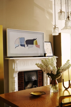 The Frame TV in situ at Hare Interiors studio, showing <em>Untitled</em> by Clare E. Rojas, USA.