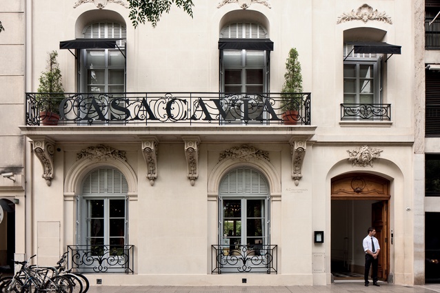 Façade includes the insertion of wrought-iron balustrades. 