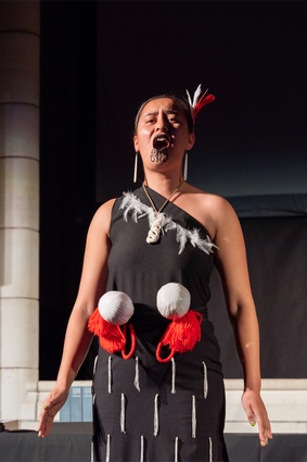Te Wehi Haka performer Huia King.