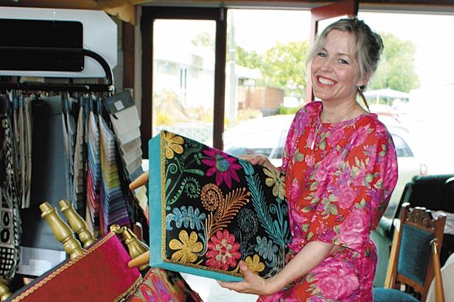 Angie Masutti at her upholsterer’s workshop in Whangarei.