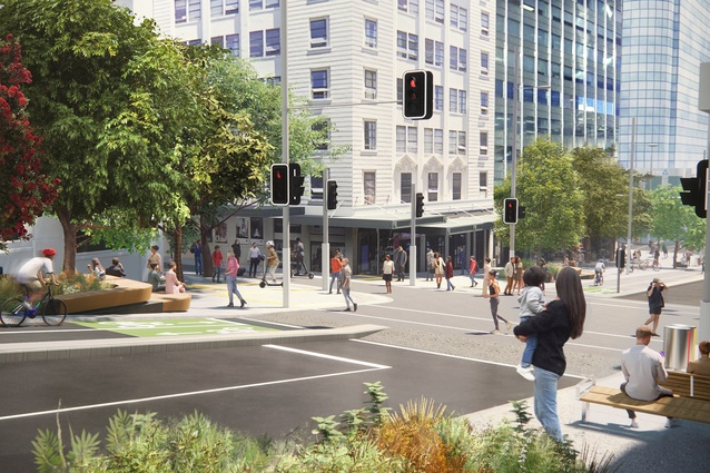 A Council render showing a view of the High Street intersection with Victoria Street East.