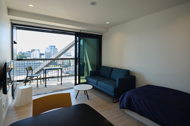 A typical one-bed unit has an en suite, kitchen, laundry and balcony.