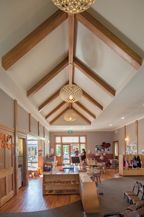 The high ceiling space at Te Pā evokes the sense of the childcare centre as a sanctum.