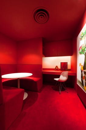 Red room, Barcode Office, by Ministry of Design, Singapore.