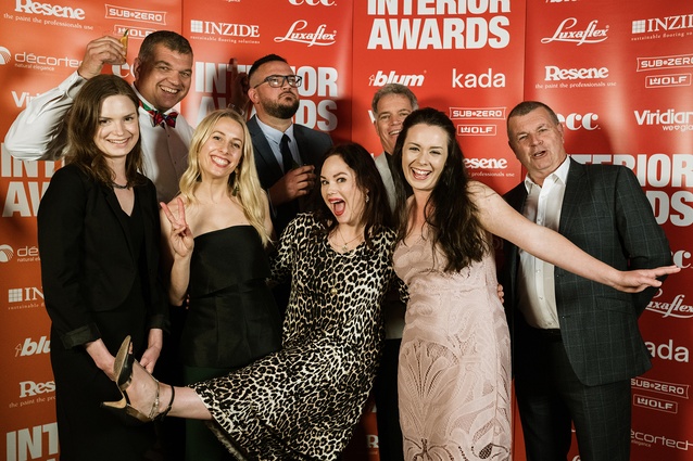Malin Andersson, Steve Aschebrock, Jasmine Manson, Jarrod Langstone, Crystal Crawford, Mike Bryan, Bianca Eady and Michael Long of the Inzide Commercial team, Interior Awards 2020 sponsors. 