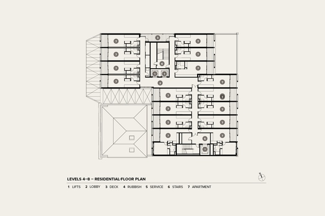 Levels 4–8 Residential floor plan.