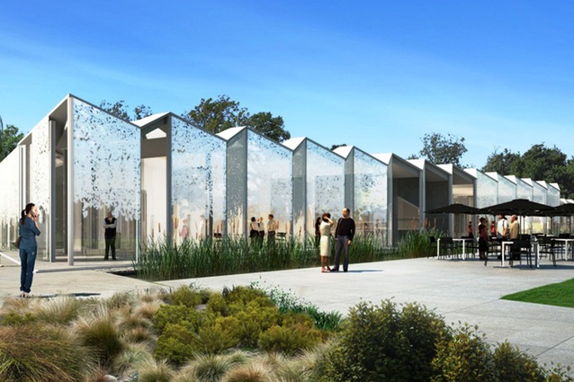 An architectural rendering of the new Christchurch Botanic Gardens Visitor Centre.
