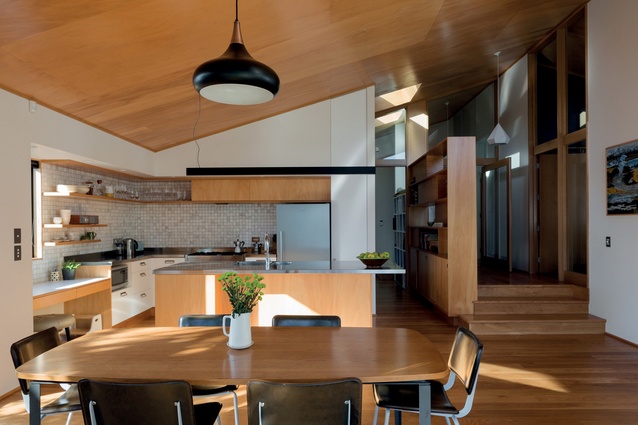 The open-plan kitchen/dining area in the Point Chevalier Bungalow.