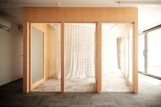 The casket viewing chamber can be opened up for larger groups or closed up for smaller, private viewings.