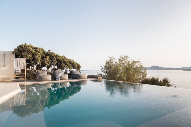 Stunning water views of the Cyclades can be taken in from the pool.