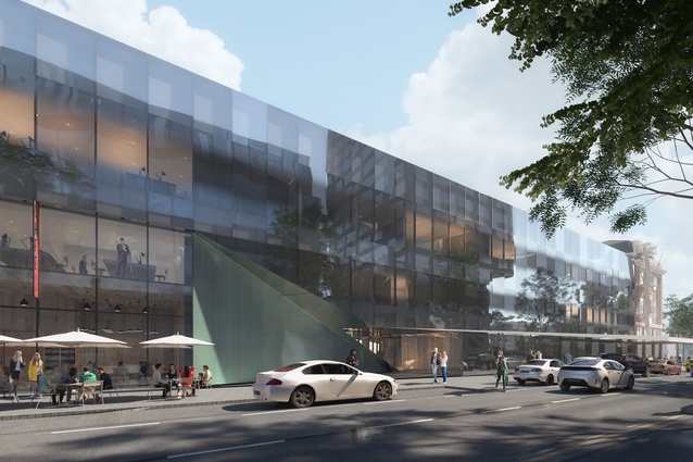 Christchurch Convention Centre render: exterior view from Colombo Street.