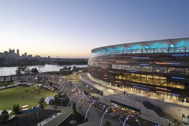 Finalist – Public Architecture, Sustainable Architecture and Colorbond Award for Steel Architecture: Optus Stadium by Hassell Cox HKS.