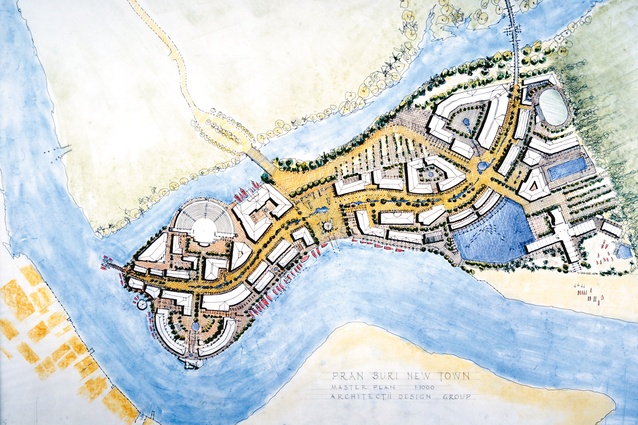 Drawing for proposed Pran Buri New Town, Bangkok, Thailand (c1993)