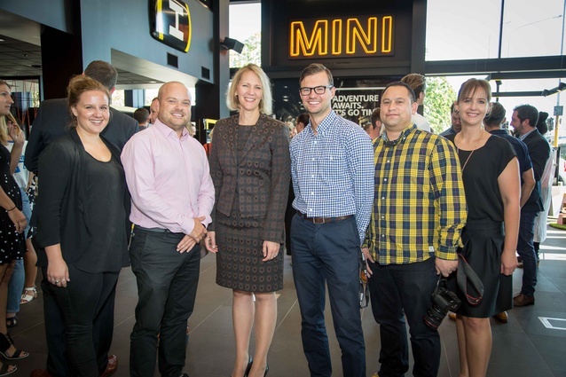 Left to right: Mel Lee, Fly; Brett Waudby, MINI NZ; Nina Englert, MD BMW NZ; Johnny Highton, MINI Garage; Johnson McKay, Fly and Simonne Mearns, MINI marketing manager.