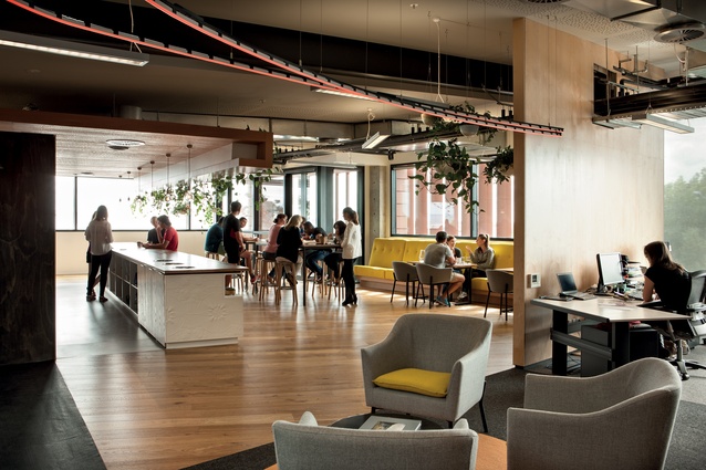 The centrally located kitchen and dining area is a main connecting point, emphasising the familial ethos of the company.