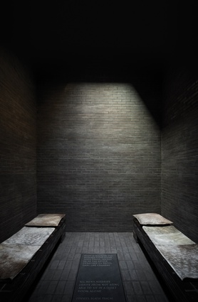 As a stark contrast to the pale colour palette there are also dark, contemplative spaces in which to retreat.