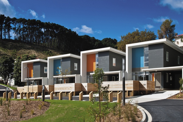The Regent Park Apartments, designed for Wellington City Council City Housing, by Designgroup Stapleton Elliot. 
