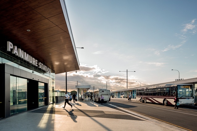 The entrance to the new AMETI bus interchange, which aims to reduce congestion, improve transport options and unlock the potential of the Mt Wellington area. 