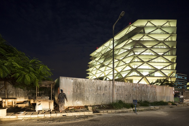 The mixed-use One Airport Square, Ghana, Africa. The first building in the country to be awarded 4 Stars (Design stage) by the Green Building Council of South Africa (GBCSA).