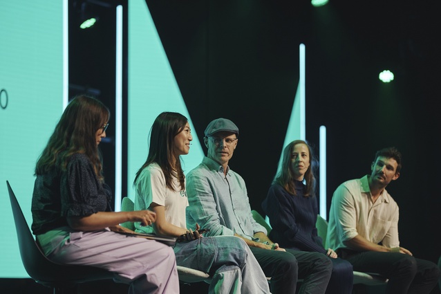 Beautiful business B-Corp panellists: Amanda Niu (Eva), Greig Brebner (Blunt Umbrellas), Raphaela Rose (ahha) and Steven Boyd (Deadly Ponies).