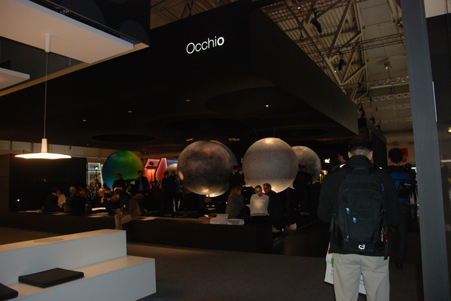 The Occhio stand attracted much attention with its huge orb-like planets.