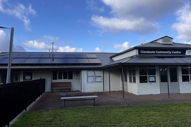 An example of a community centre with solar panels in Auckland — places like this can be key disaster relief spaces in case of power outages.