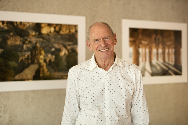 Photographer John Gollings in his Ancient Architecture of the Asia Pacific exhibition at the State Library of Queensland.