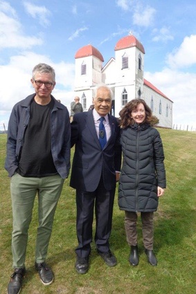 Aaron Sills, Haare Williams and Deidre Brown at a New Zealand Institute of Architects site visit to the Raetihi Rātana Church earlier this year.