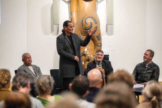 Perry Royal speaks at the opening night at Te Puna Wānaka.