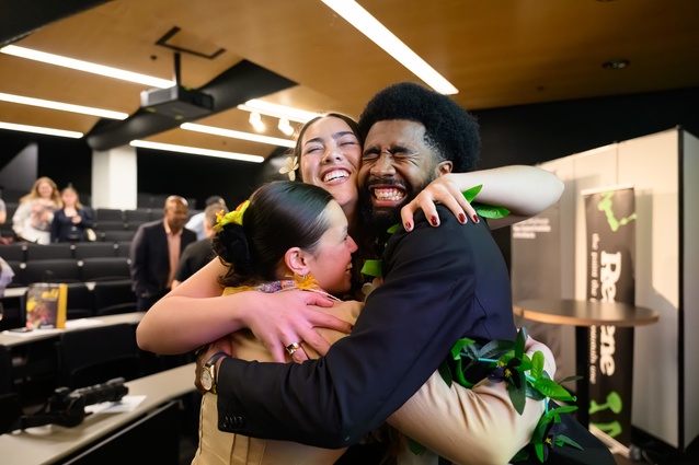 Winning and highly commended students celebrate together. 