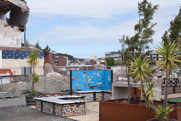 Red Fix Garden: A fun, colourful retreat to support a temporary cafe to the rear of the site.